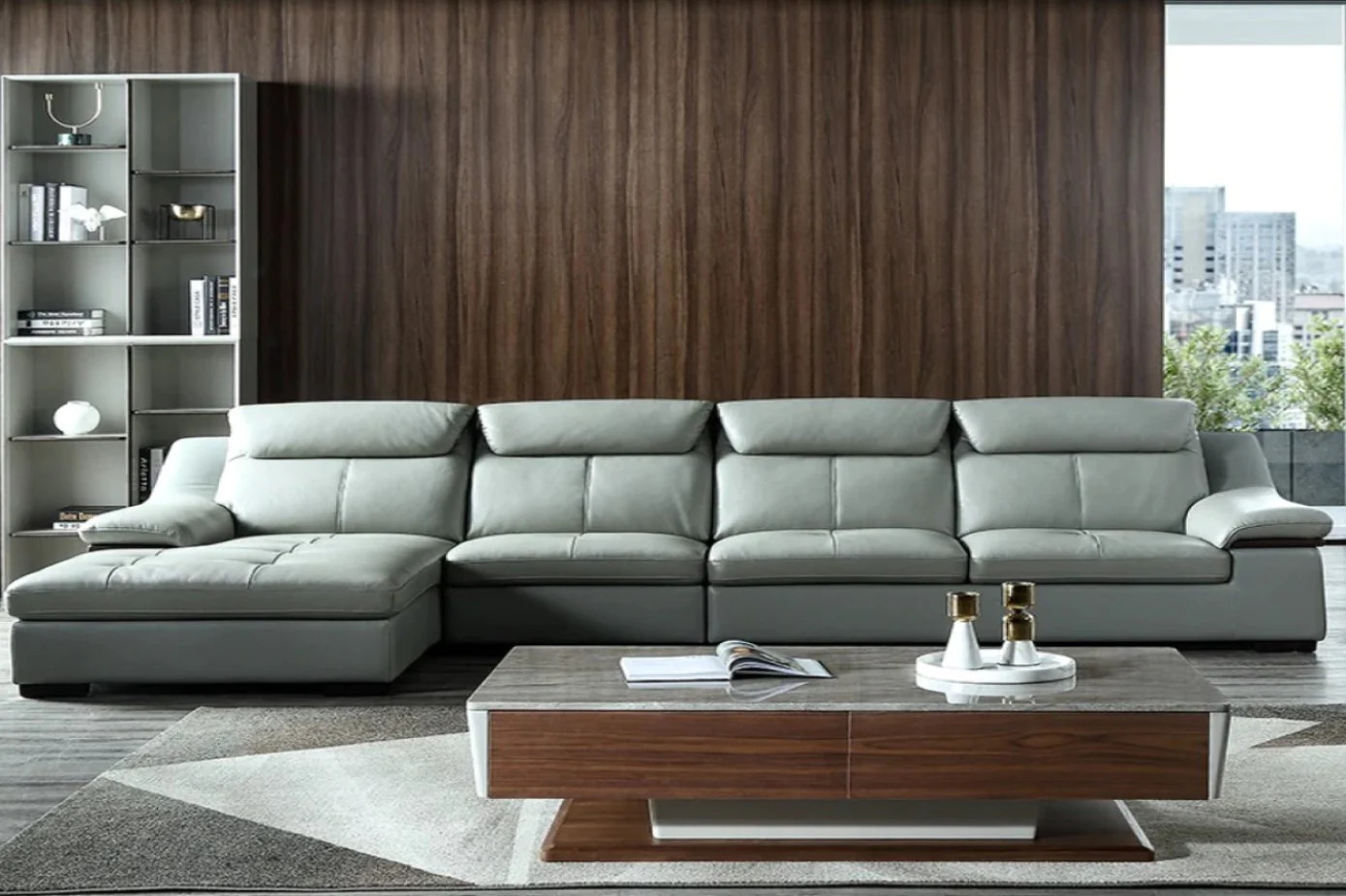 Bô bàn ghế sofa giúp thiết kế nội thất phòng khách nhà chữ l nổi bật 