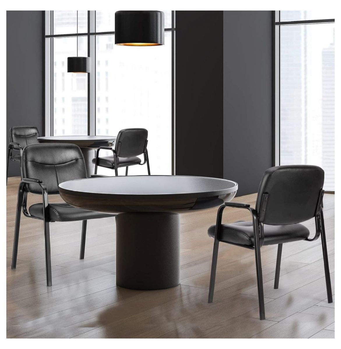 Bộ ghế hội trường 2 người bọc da, màu đen GHT06