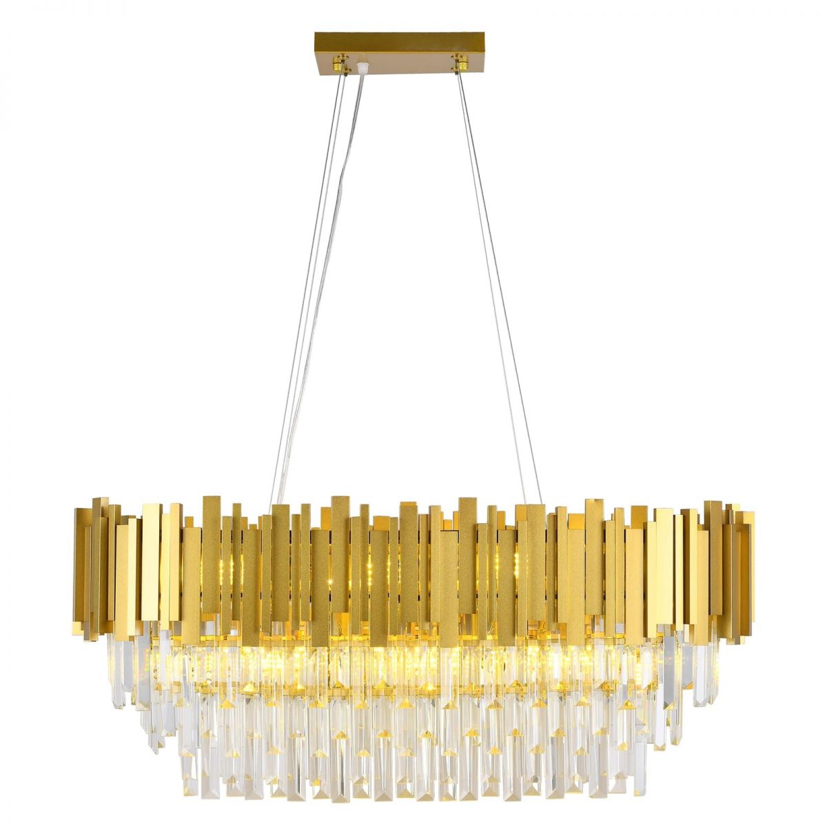 Đèn trang trí chùm pha lê hình bầu dục màu vàng DTT03