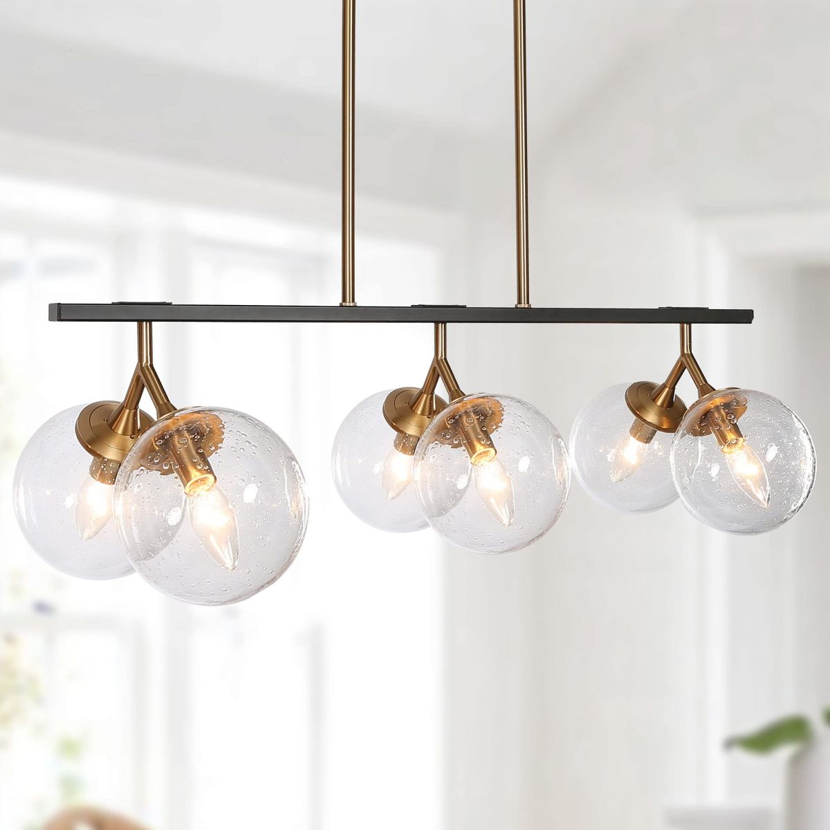 Đèn trang trí chùm vàng đen kim loại DTT06