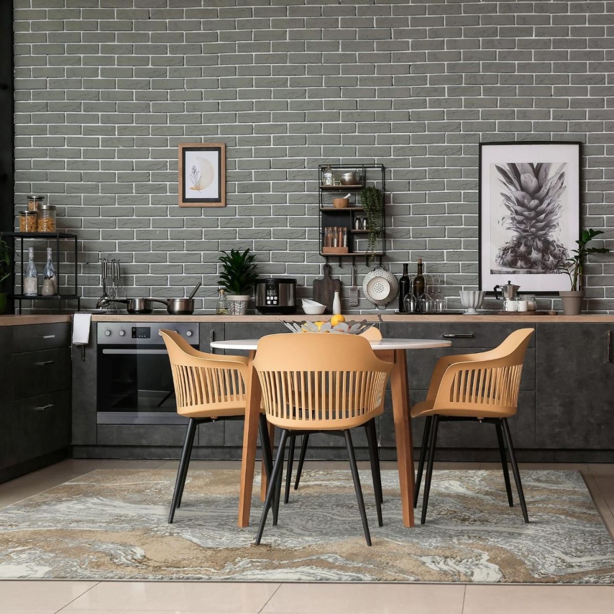 Thảm trải sàn họa tiết đá cẩm thạch màu be TTS07