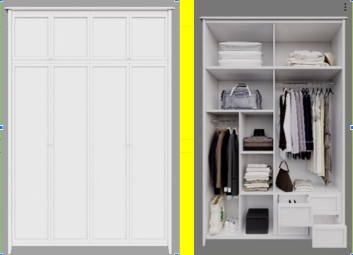 Tủ quần áo cánh mở thiết kế tân cổ, làm từ gỗ công nghiệp lõi xanh