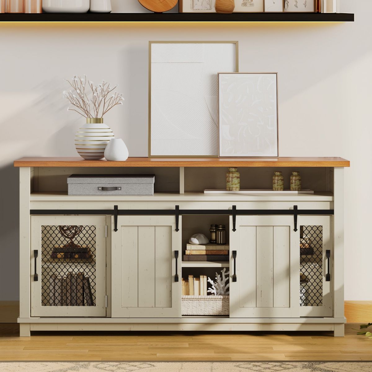 Tủ trang trí 2 cửa trượt & 2 cửa lưới TTT08 Tủ trang trí 2 cửa trượt & 2 cửa lưới TTT08